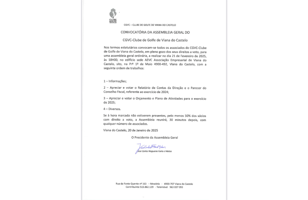 Assembleia Geral Ordinária do CGVC no dia 21_02_2025 as 18H...