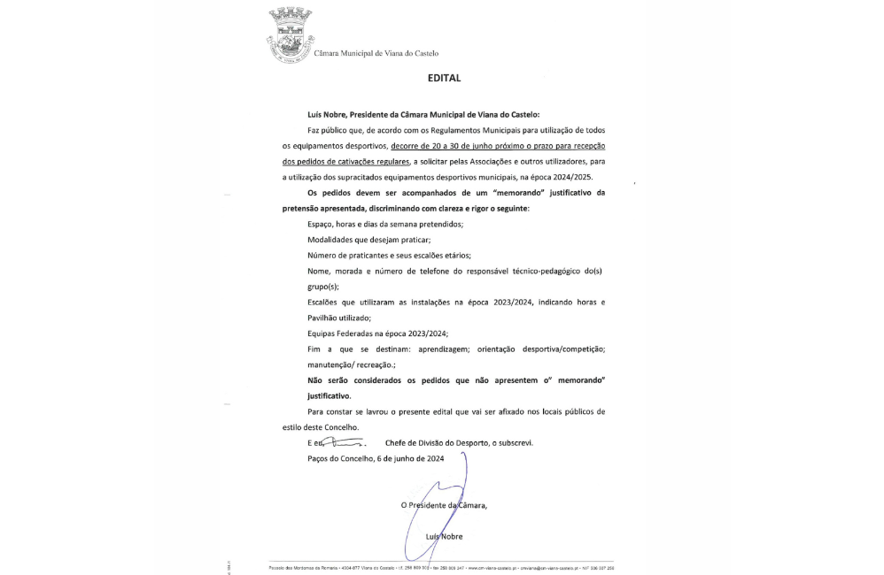 Cativações regulares de espaços desportivos | Portal do A...