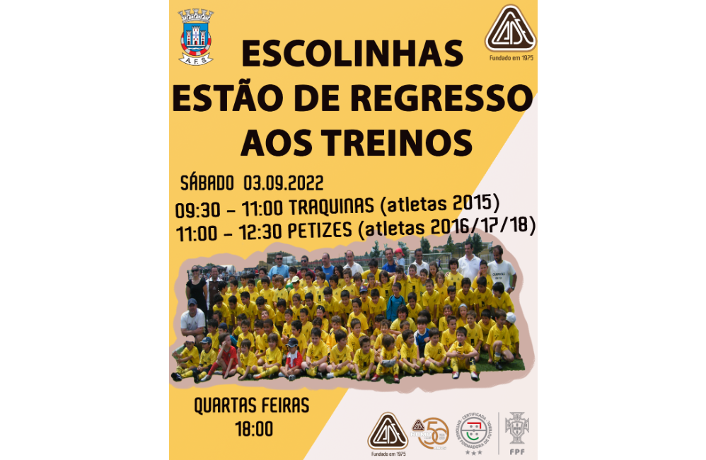 Inicio treino de Escolinhas | Portal do Associativismo - Mun...