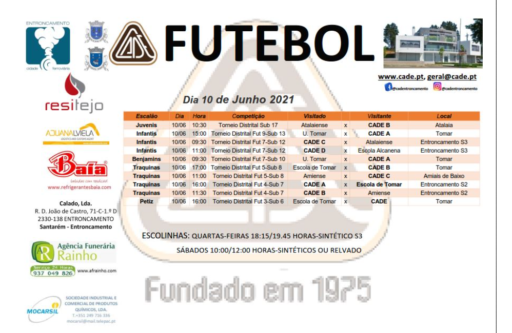 Agenda de jogos dia 10 junho 2021 | Portal do Associativismo...